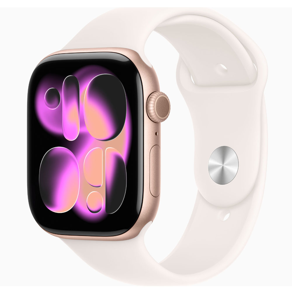 Apple Watch Series 11 GPS 46mm Rose Gold Aluminum Case with Light Blush Sport Band Qmart - Riz Electrics Macclesfield